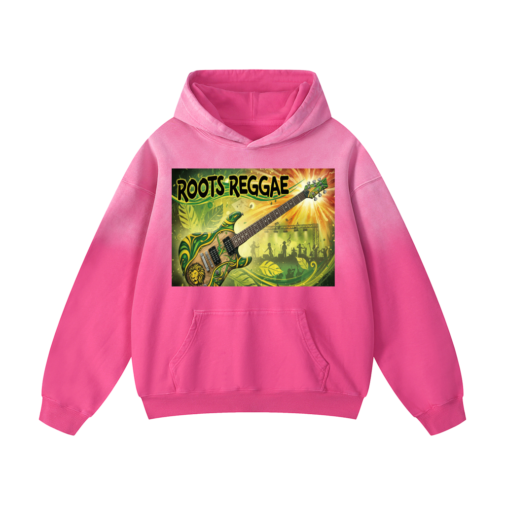 Heavyweight Sunfade Oversized Unisex Hoodie with a Reggae Touch