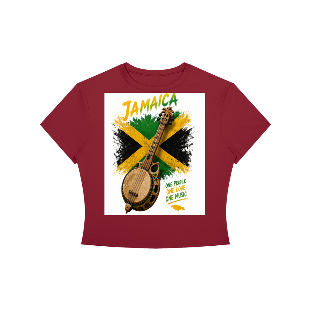 Womens's Crew Neck Crop-T-Shirt  with Jamaican Rhythm and Vibrant Spirit